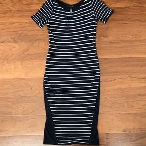 A pea in the pod navy white striped dress size med